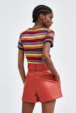 FAUX LEATHER BERMUDA SHORTS